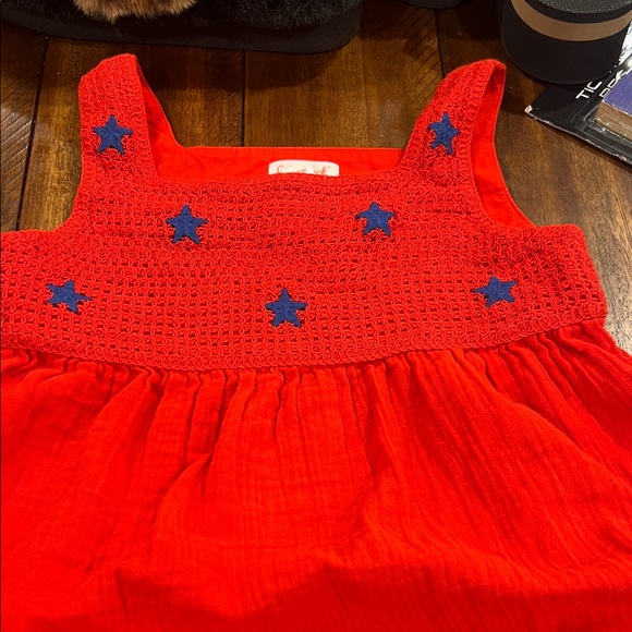 Red Star Embroidered Tank Top and Shorts Set Girls Cat and Jack 5T Fourth July - Picture 2 of 4
